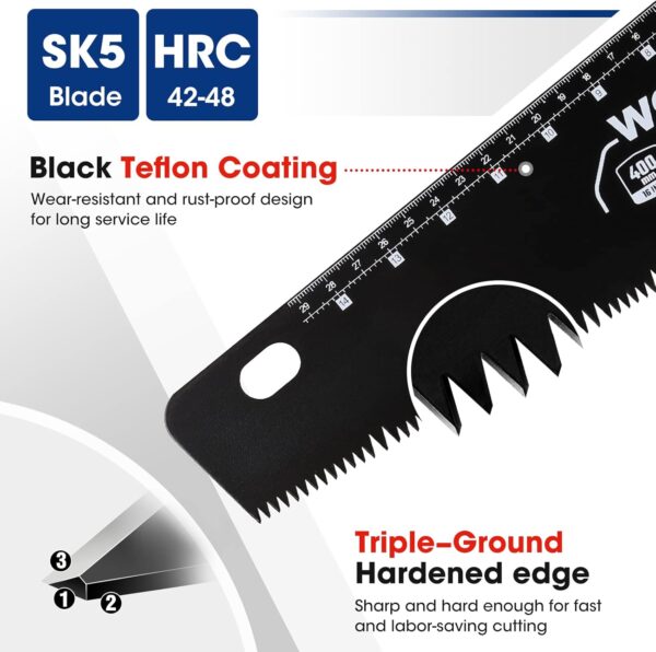 WORKPRO Hand Saw, 16-Inch Universal Handsaw with Non-Slip Comfortable Handle - Image 7
