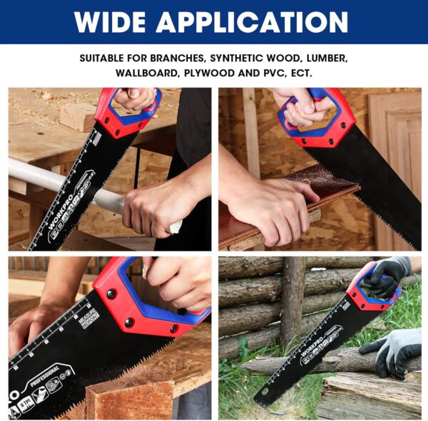 WORKPRO Hand Saw, 16-Inch Universal Handsaw with Non-Slip Comfortable Handle - Image 4